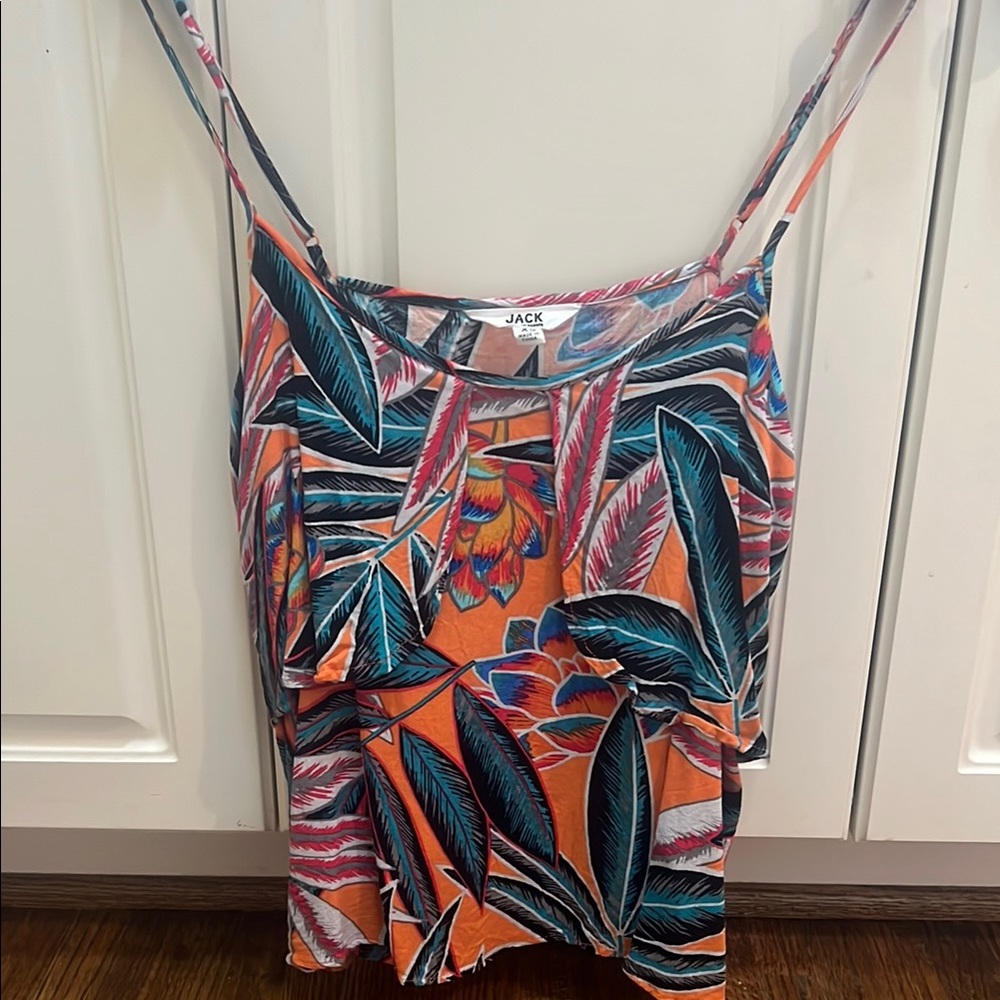 Jack by BB Dakota Multicolor Leaf Print Top EUC XS